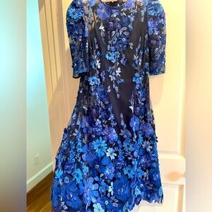 Unique, gorgeous Teri Jon blue lace cocktail dress.